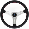 Nardi Deep Corn Perforated Leather Steering Wheel Red Stitching Satin Spokes 350mm - CDMSPORT