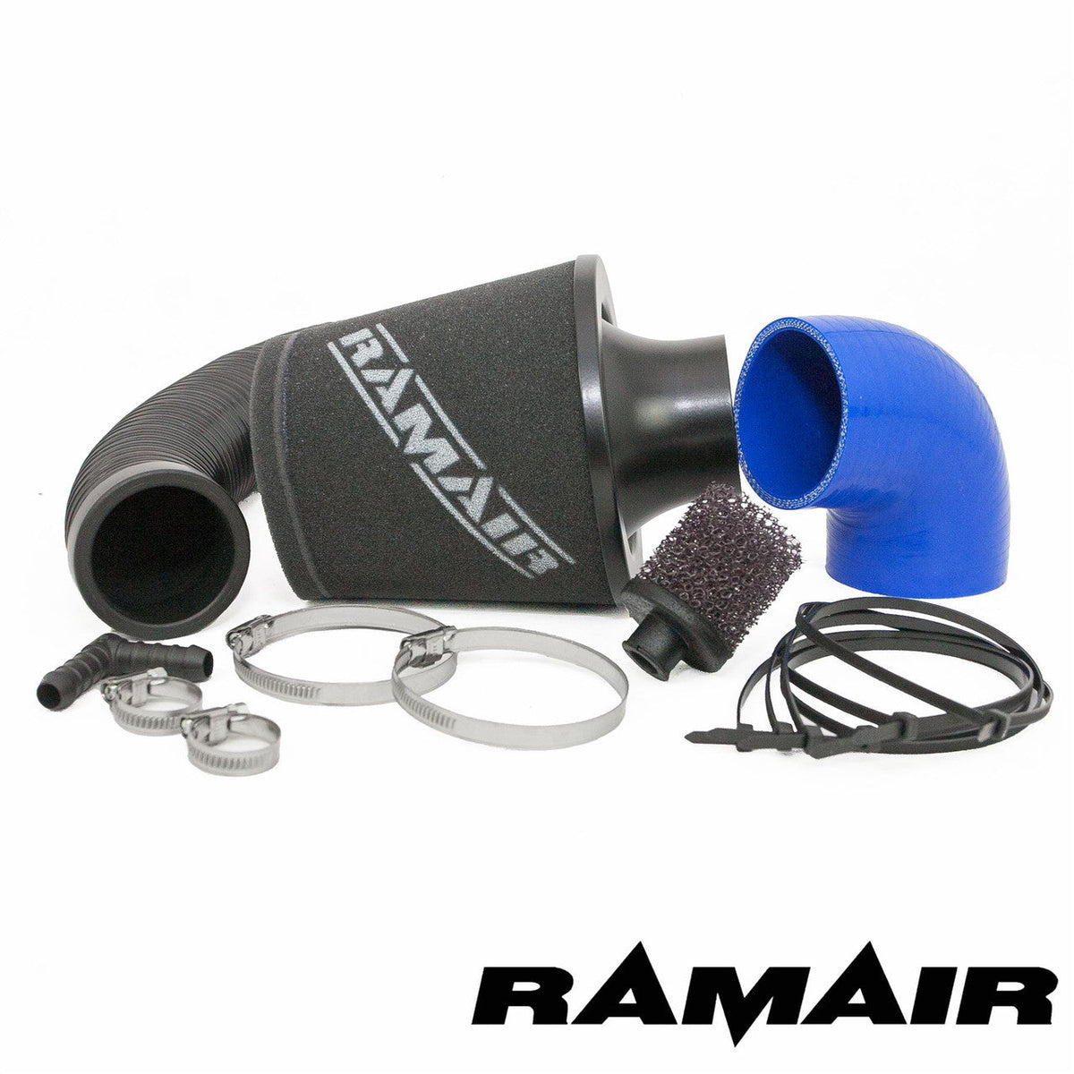 RamAir Performance -vaahtomuovi-imukitti Ford Fiesta ST150 MK5 - Sininen letku