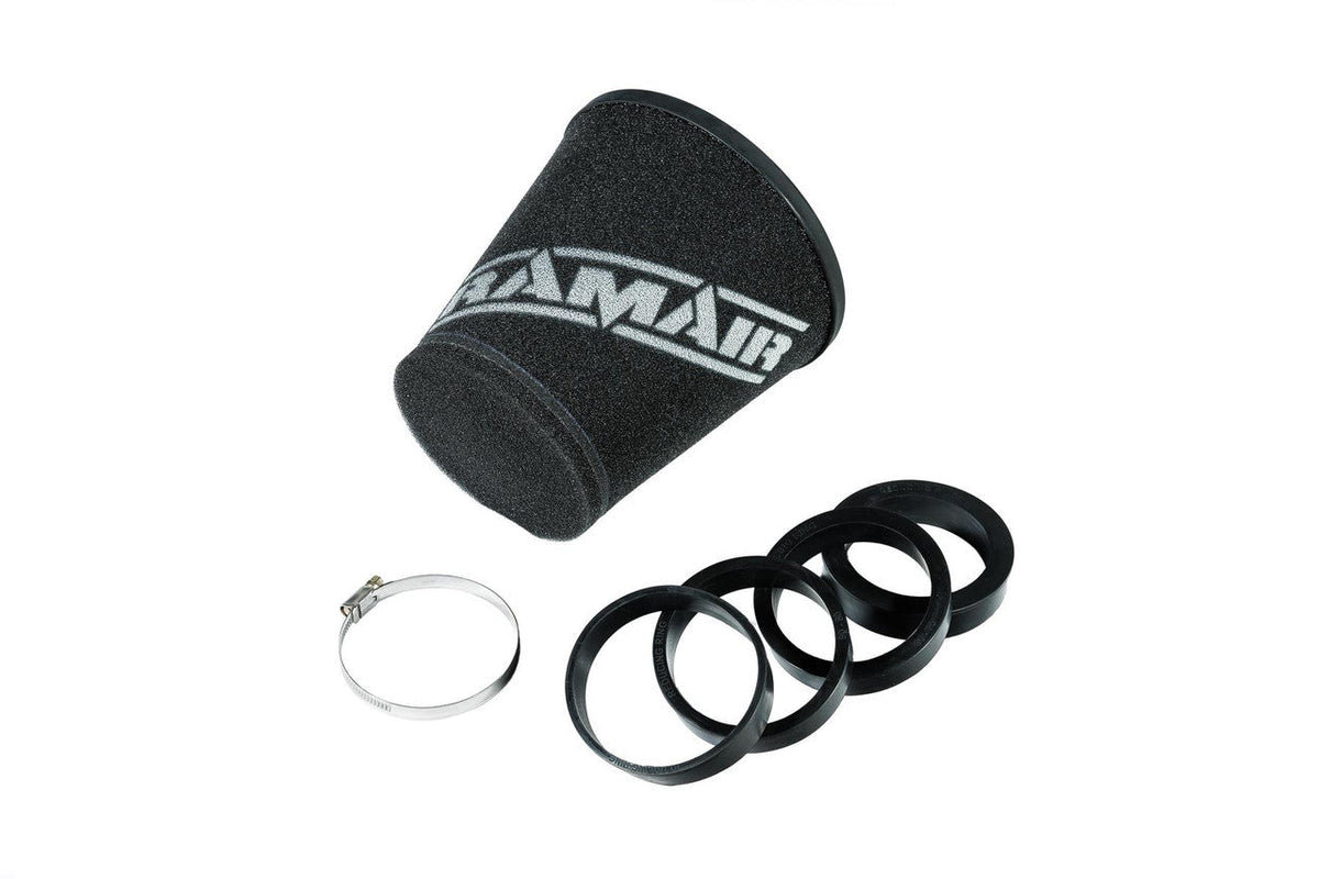 Ramair Foam 70–90 mm (2.75–3.5 tuumaa) sisähalkaisija Polymer Base Neck Cone -ilmansuodatin