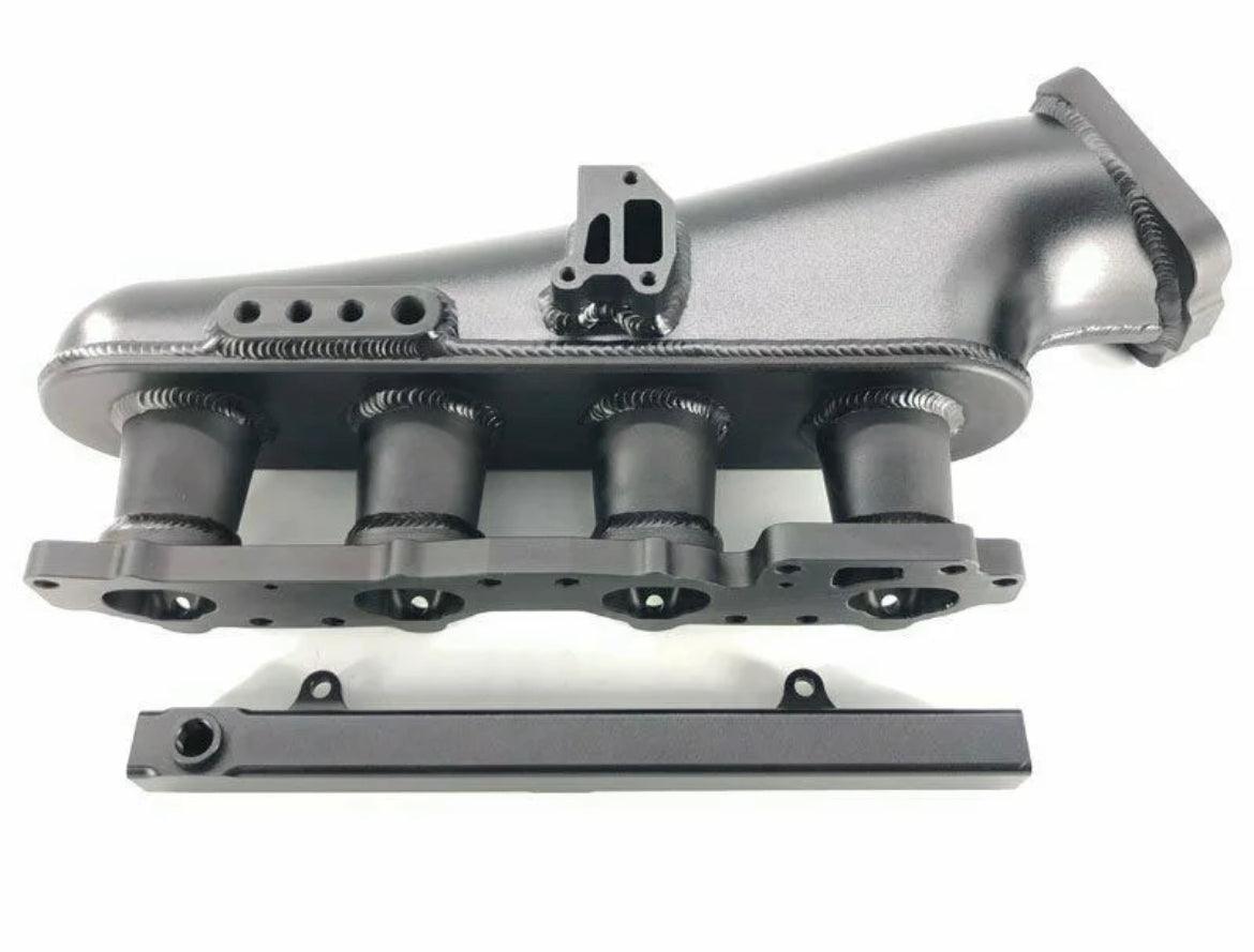 CDM Nissan S13 S14 S15 SR20DET -imusarjan plenum kaasuläppärungolla ja polttoainekiskolla