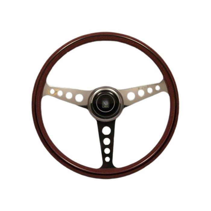 Nardi Classic Wood Steering Wheel Polished Spokes 360mm (Round Hole) and ANNI 60 Horn Button - CDMSPORT
