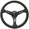Nardi Deep Corn Perforated Leather Steering Wheel Red/White/Green Section Stitching Black Spokes 330mm - CDMSPORT