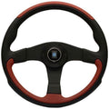Nardi Leader Black/Red Leather Steering Wheel Black Spokes 350mm - CDMSPORT