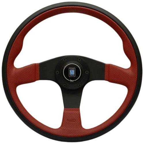 Nardi Twin Line Black/Red Perforated Leather Steering Wheel Black Spokes 350mm - CDMSPORT